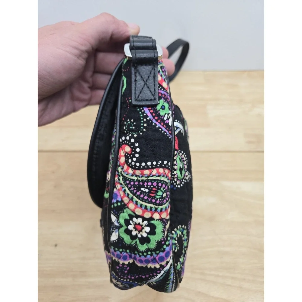 Vera Bradley Slim Saddle Bag Kiev Paisley Black